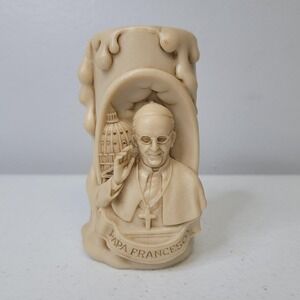 Pope Francis Papa Francesco Resin Votive Faux Candle‎ Holder Made in Italy 4in